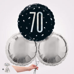 70th Black Glitz Foil Balloon Bouquet