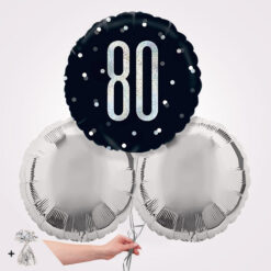 80th Black Glitz Foil Balloon Bouquet