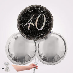 40th Prismatic Black Foil Balloon Bouquet