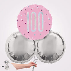 100th Pink Glitz Foil Balloon Bouquet