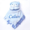 Personalised Blue Satin & Fleece Teddy Comforter