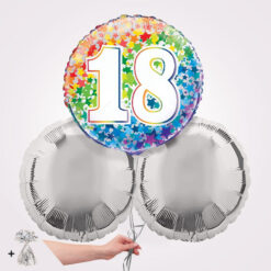 18th Happy Birthday Rainbow Stars Foil Balloon Bouquet