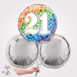 21st Happy Birthday Rainbow Stars Foil Balloon Bouquet