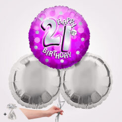 21st Happy Birthday Sparkle Pink Foil Balloon Bouquet