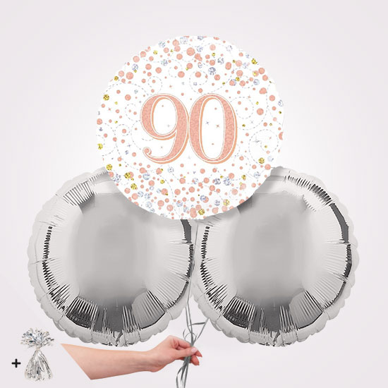 90th Happy Birthday Sparkling Fizz Foil Balloon Bouquet