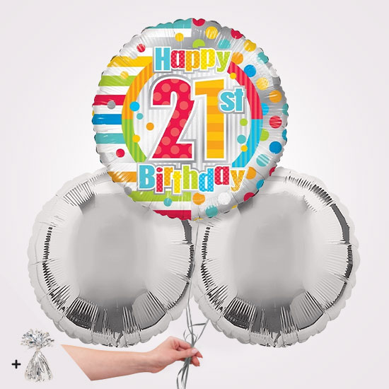 21st Happy Birthday Unisex Foil Balloon Bouquet