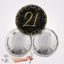 21st Prismatic Black Foil Balloon Bouquet