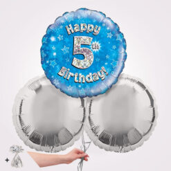 5th Happy Birthday Blue Foil Balloon Bouquet