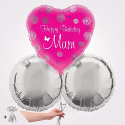 Happy Birthday Mum Heart Foil Balloon Bouquet