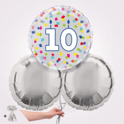 10th Happy Birthday Rainbow Confetti Foil Balloon Bouquet