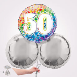 50th Happy Birthday Rainbow Stars Foil Balloon Bouquet
