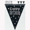 9FT Glitz Black Happy Birthday Flag Banner
