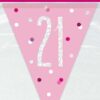 9FT Glitz Pink 21st Flag Banner