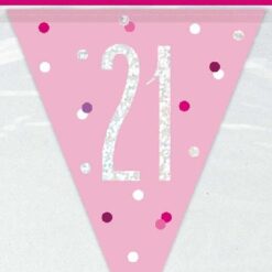 9FT Glitz Pink 21st Flag Banner