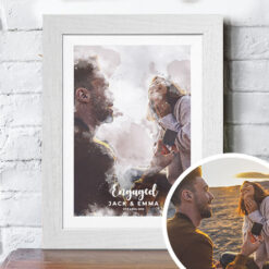 Engagement Photo to Watercoloured Artwork