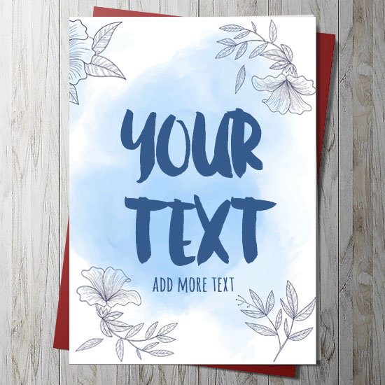 your own text card blue