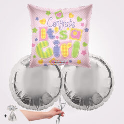 Congrats Its a Girl Square Foil Balloon Bouquet