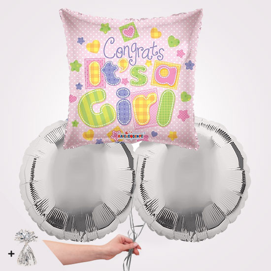 Congrats Its a Girl Square Foil Balloon Bouquet
