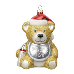 Baby's 1st Bear Silver Bib Hanging Decoration