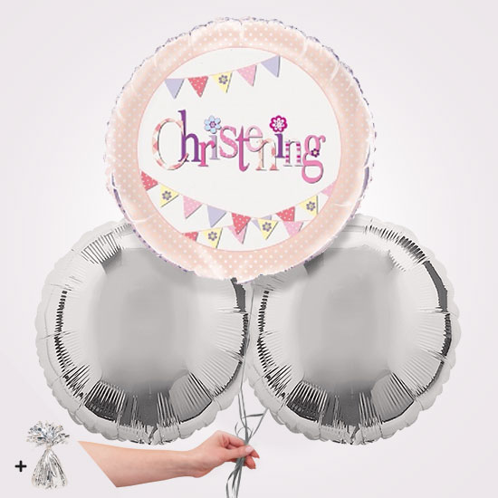Girls Christening Foil Balloon Bouquet
