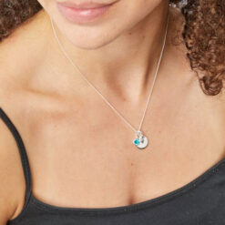 December Birthstone and engravable disc necklace