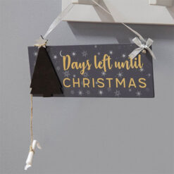 Grey & Gold Christmas Countdown Hanging Plaque