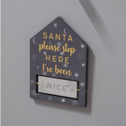 Grey & Gold Please Stop Here Santa Plaque