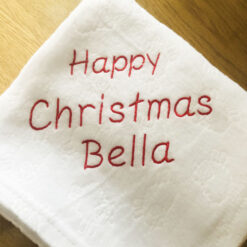 Personalised Happy Christmas White Embossed Baby Fleece Blanket