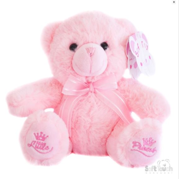 Pink Plush Princess Teddy & Personalised White Embossed Baby Fleece Blanket