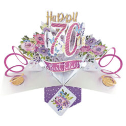 70th Birthday Pop Up Card (Flowers)
