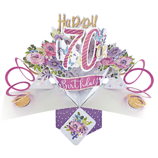 70th Birthday Pop Up Card (Flowers)