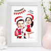 Engagement Christmas Caricature On One Knee