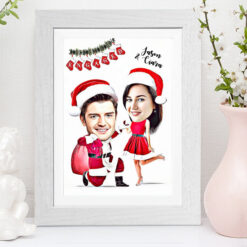 Engagement Christmas Caricature On One Knee