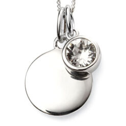 April Birthstone and engravable disc necklace