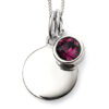 February Birthstone and engravable disc necklace