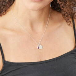 February Birthstone and engravable disc necklace