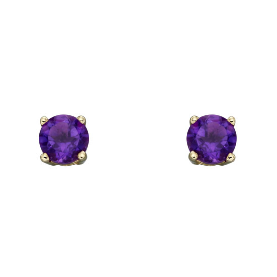 February birthstone gold stud earrings