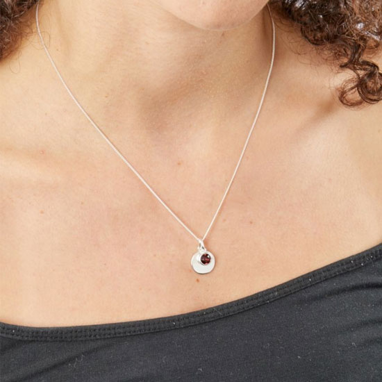 January Birthstone and engravable disc necklace - Image 3
