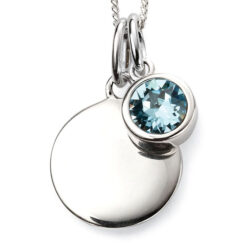 March Birthstone and engravable disc necklace