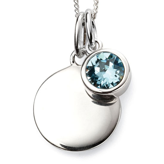 March Birthstone and engravable disc necklace