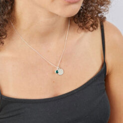 May Birthstone and engravable disc necklace