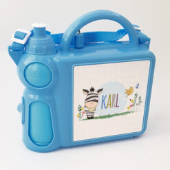 Personalised Lunchbox Water Bottle and Handle - Blue