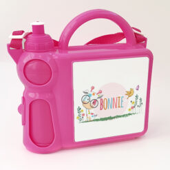Personalised Lunchbox Water Bottle and Handle - Pink