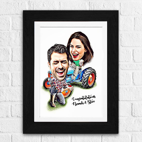 The Farming Couple Engagement Caricature