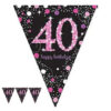 9FT Glitz Pink 40th Flag Banner