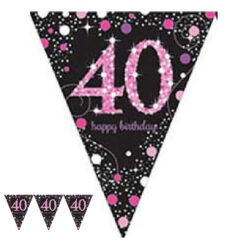 9FT Glitz Pink 40th Flag Banner