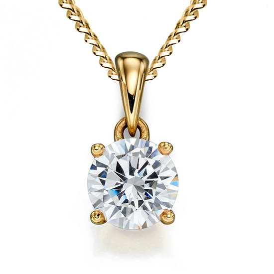 April Birthstone - CZ pendant set into 9ct yellow gold with chain
