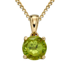 August Birthstone - Green Peridot Stone set into 9ct yellow gold with chain