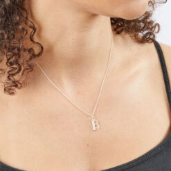 B Art Deco Initial Pendant With Chain