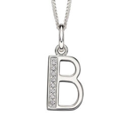 B Art Deco Initial Pendant With Chain